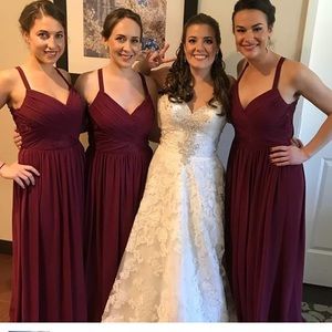 Hayley Paige Maroon floor length gown